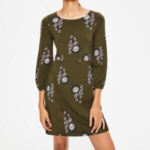 Boden Women’s Lucie Jersey Floral Tunic Dress Size 8 Green Pink